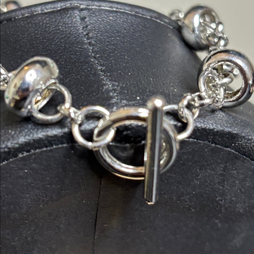 Hello Kitty Charm Silver Tone Chain Bracelet Dangle Rhinestone - Picture 3 of 5
